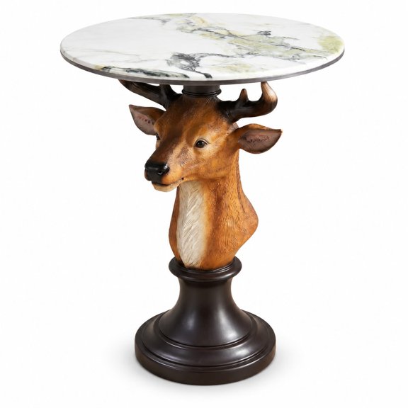 Deer Head Bust Side Table, Durable Resin Build, Entryway Display, Rustic Couch Bedside Corner Table, Housewarming Gift