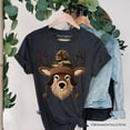 thumbnail image 1 of Deer Head Camo Hat Christmas T-Shirt, Imitation Latch Hook Yarn Cozy Hunting Season Tee, 1 of 10