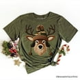 thumbnail image 1 of Deer Head Camo Hat Christmas T-Shirt, Imitation Latch Hook Yarn Cozy Hunting Season Tee, 1 of 10