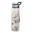 thumbnail image 1 of Deer Head Floral Flowers Sports Water Bottle Portable Travel Mug 32oz BPA Free Leak Proof Straw Transparent Tritan for Gym Yoga Cycling Camping, 1 of 7