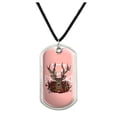 thumbnail image 1 of Deer Head Floral Military Dog Tag Pendant Necklace with Cord, 1 of 4