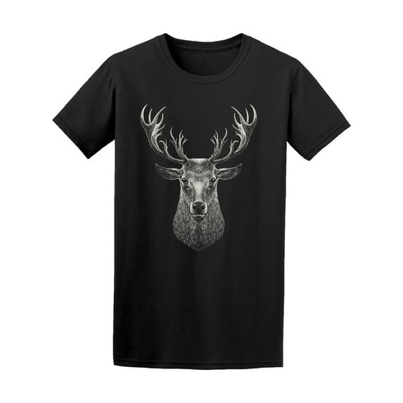 Deer Head Graphic T-Shirt Men -Image by Shutterstock, Male Medium