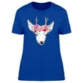 thumbnail image 1 of Deer Head In Pencil Art Flowers T-Shirt Women -Image by Shutterstock, Female Small, 1 of 2