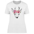 thumbnail image 1 of Deer Head In Pencil Art Flowers T-Shirt Women -Image by Shutterstock, Female XX-Large, 1 of 4