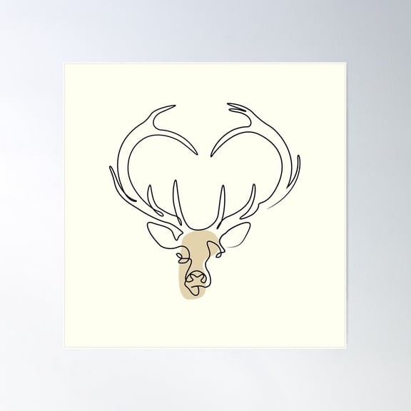 Deer Head Line Drawing, Single Line, Continuous Line, Continuous Line Poster Wall Art, Modern Wall Decor For Living Room Bedroom, 8x12 UNFRAMED