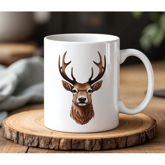 Deer Head Mug 330ml Rustic WildL1ife Coffee Cup Forest Animal Hunter StY1Le Ceramic Mug Gift for Nature Lovers