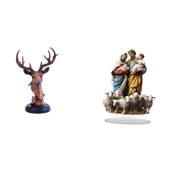 Deer Head Ornament Tabletop Craft Animal Statue Resin Construction Ideal for Holiday Corner and Bookshelves
