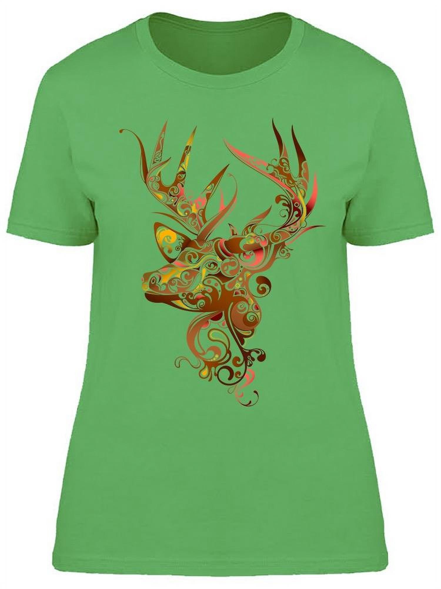 Deer Head Pattern T-Shirt Women -Image by Shutterstock, Female Large ...