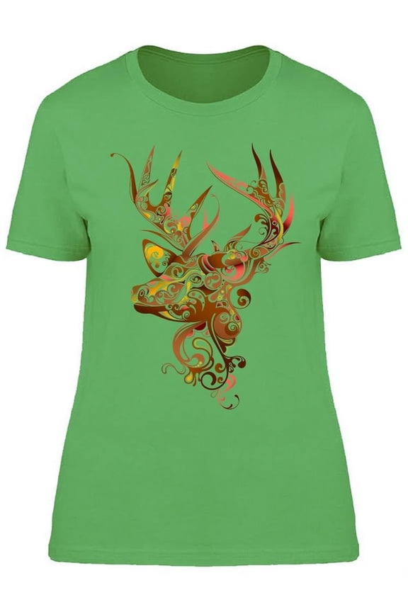 Deer Head Pattern T-Shirt Women -Image by Shutterstock, Female Small