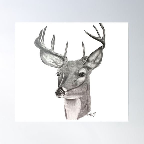 Deer Head Poster Wall Art, Modern Wall Decor For Living Room Bedroom, 17x17 UNFRAMED