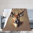 Deer Head Printing Premium Flannel Fleece Blanket Perfect for Bed