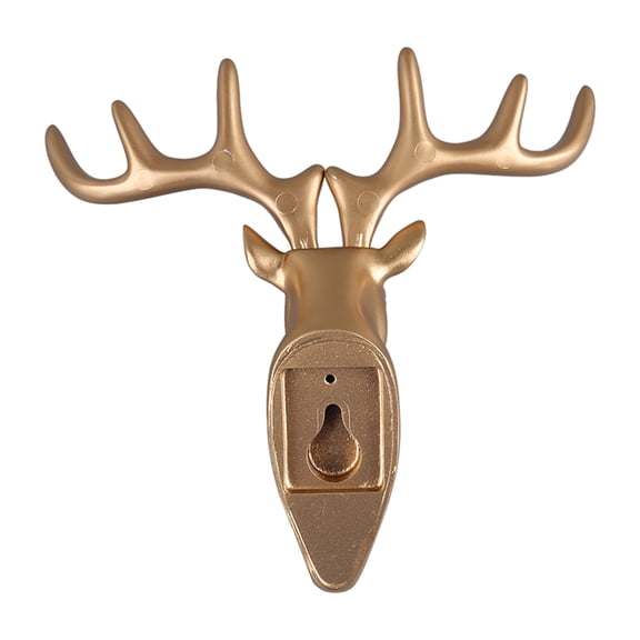 Deer Head Resin Wall Mount Hook with Removable Horns & Adhesive Backing for Coats Keys Jewelry Coat Towel Key