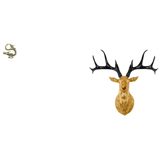 Deer Head Sculpture Miniature Brass Resin Artwork for Bedroom Office Wall Mount Decor Ideal for Housewarming and Parties