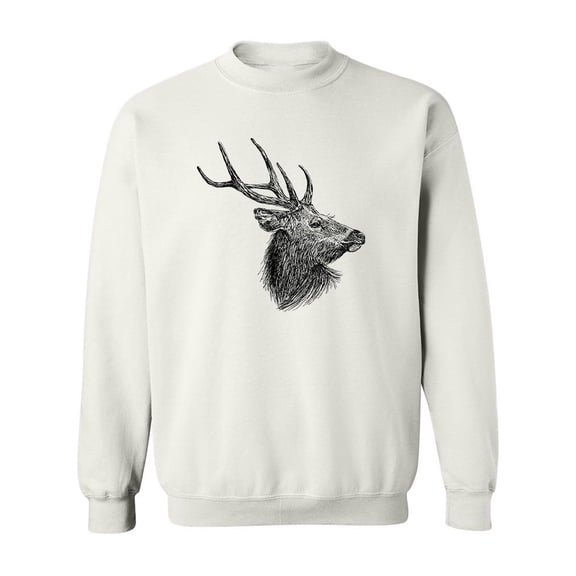 Deer Head Side View Sweatshirt Men -Image by Shutterstock, Male Small