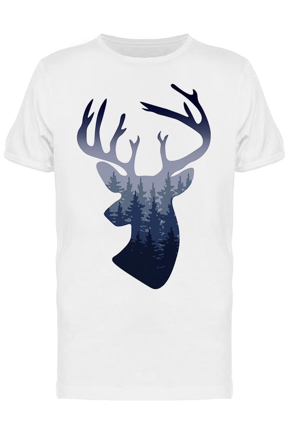 Deer Head Silhouette Graphic Tee Men's - Men T-Shirt, Large