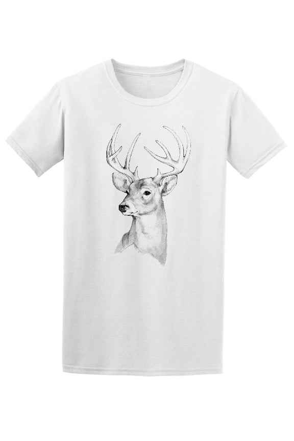 Deer Head Sketch T-Shirt Men -Image by Shutterstock, Male 3X-Large