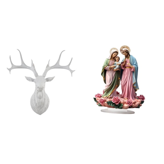 Deer Head Statue Wall Mount Elk Sculpture Acrylic Material for Office Bar Holiday Decor