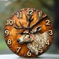 thumbnail image 1 of Deer Head Wall Clock Rustic Autumn Decor 10-Inch Silent Wooden Wall Clock, Battery Operated (AA Batteries Not Included), Artistic Home Decor, 1 of 7