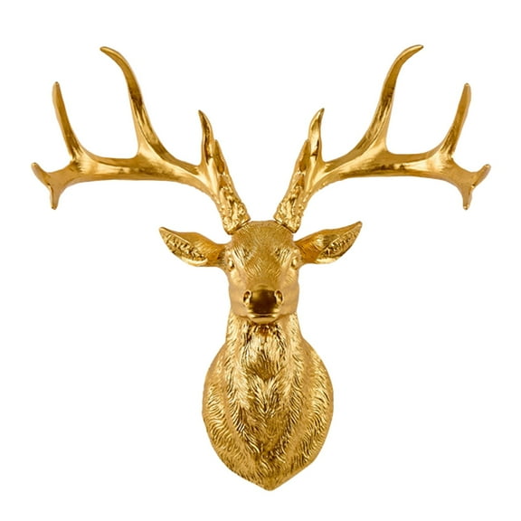 Deer Head Wall Decor Modern Deer Horn Statue 3D Wall Sculpture for Living Room Office Bedroom Resin Animal Head Home Decoration Gift