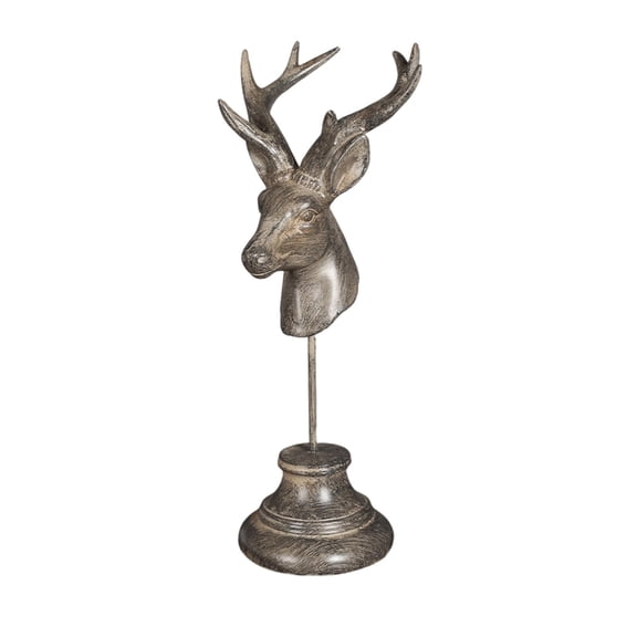 Deer Head Wall Decor Resin Animal Head Sculpture for Home Interior Living Room Bar Cafe Decoration Bronze Color Vintage Style Ornamental Piece