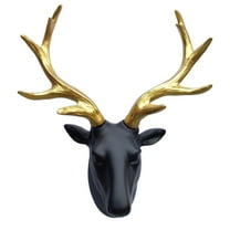 Deer Head Wall Decor-Wall Sculpture Resin Deer Head Gold Antler Faux Skull-Handmade Wall Art Hanging Rustic Animal Cottage Decor Home Cottage (9.5"*11")