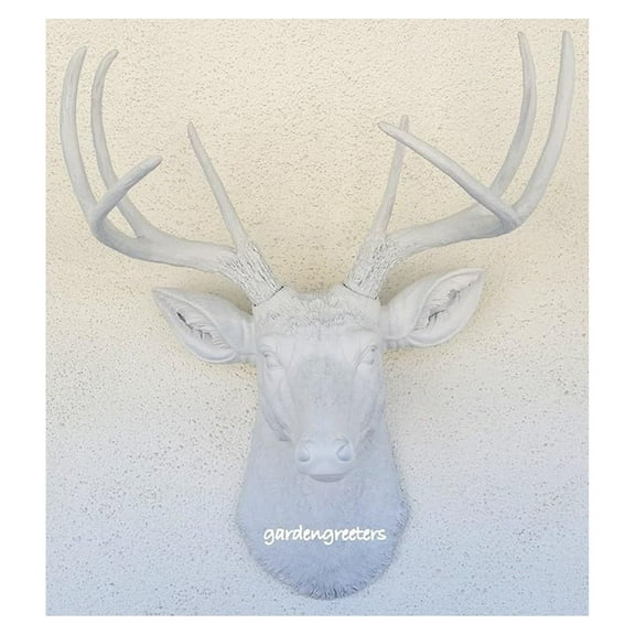 Deer Head Wall Decor - White Resin Deer Bust Statue for Wall Mounting - 18"W x 9"D x 23"H - Handpainted Animal Head for Living Room, Entryway, Rustic Home Decor