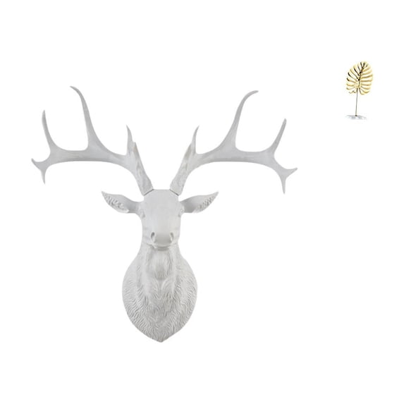 Deer Head Wall Decoration Leaf Sculpture Elk Statue Durable Iron Artwork for Hotel Bedroom Office Spaces