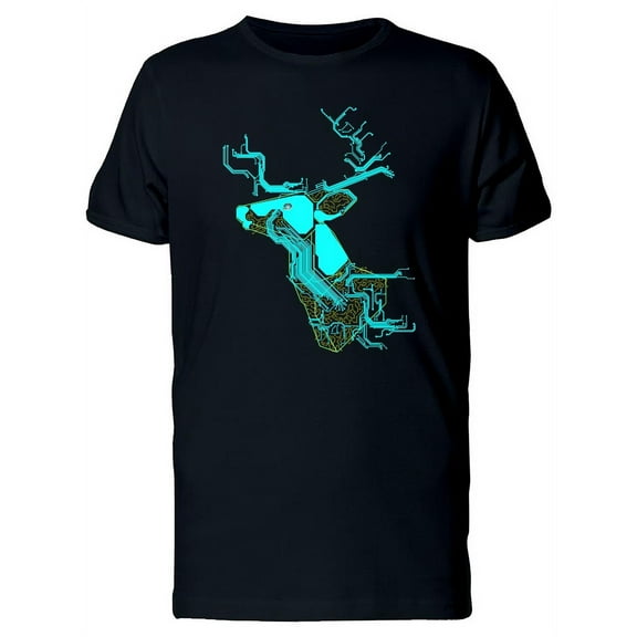 Deer Head With Circuits T-Shirt Men -Image by Shutterstock, Male Large