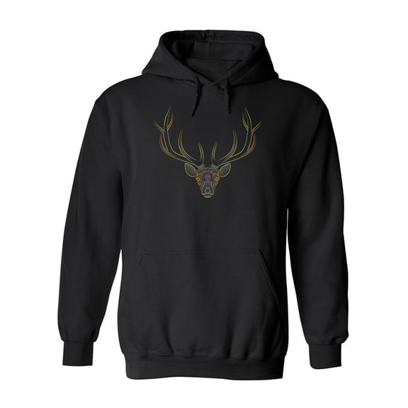 Deer Head With Color Pattern Hoodie Men -Image by Shutterstock, Male 3X-Large