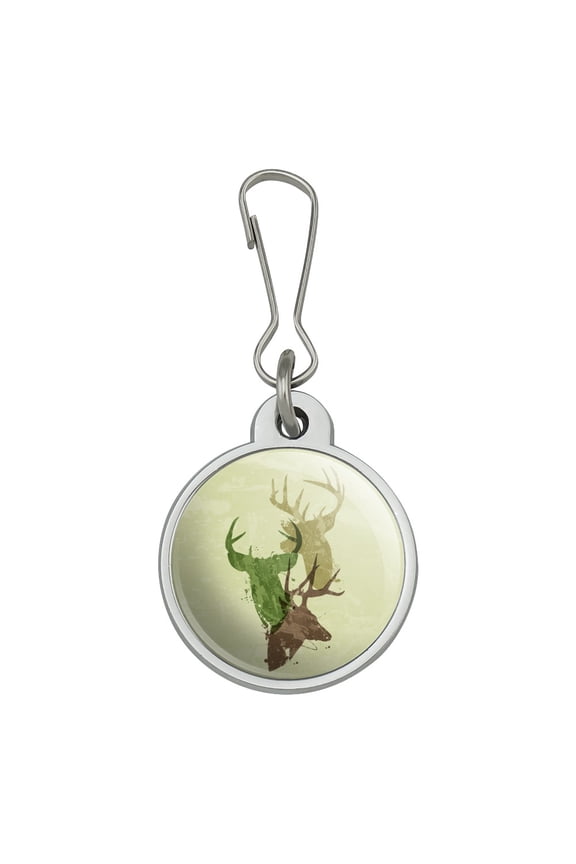 Deer Heads Trio Design Hunting Hunter Camouflage Jacket Handbag Purse Luggage Backpack Zipper Pull Charm