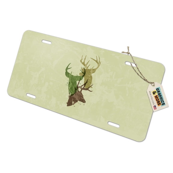 Deer Heads Trio Design Hunting Hunter Camouflage Novelty Metal Vanity Tag License Plate