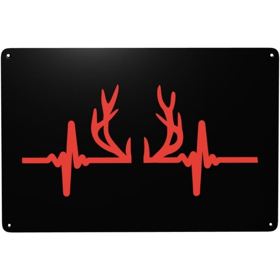 Deer Heart Beat Metal Signs 12 x 8 Inch tin signs Funny Garage Wall Decor Man Cave Decor