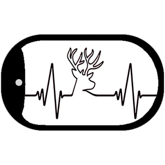 Deer Heart Beat Novelty Metal Dog Tag Necklace 2" x 1" Dog Tag (DT)