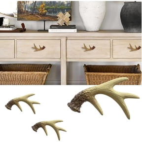Deer Horn Antlers Drawer Pulls, Pack of 6 | Resin, Cabinet Knobs Handles, Country Kitchen Home Decoration