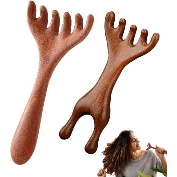 Deer Horn Massage Comb Massage Comb 6 Claws, Deep Relaxation and Stress Relief, Ergonomic Design, Gentle and Soothing, Small and Portable for Friends, Family or Lovers