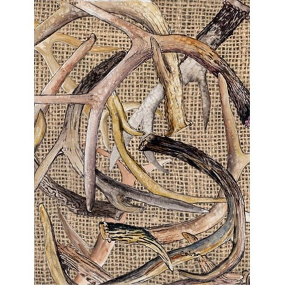 Deer Horns Canvas Flag - House Size- 28 x 40 in.