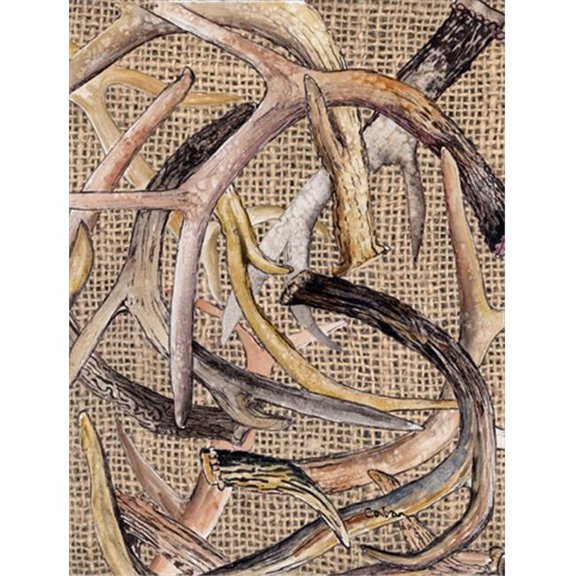 Deer Horns Canvas Flag - House Size- 28 x 40 in.