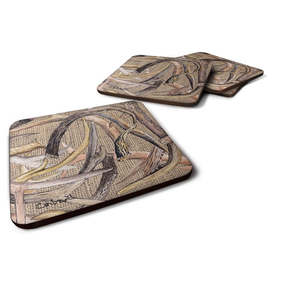 Deer Horns Foam Coaster Set of 4