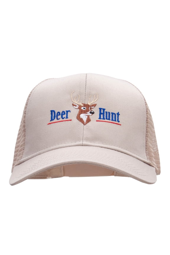 Deer Hunt Embroidered Twill Mesh Prostyle Cap - Khaki OSFM