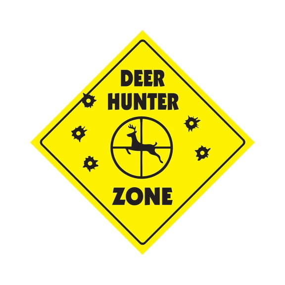 Deer Hunter Crossing Sign Zone Xing | Indoor/Outdoor | 12" Tall buck hunt bow tree stand camo