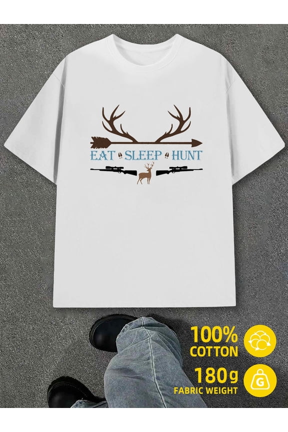 Deer Hunter Tee mens white 180G 100% Cotton New spring and fall printed T-shirts,fashionable and trendy Fashion Unisex Shirt Crewneck tshirts Vintage Unisex Shirt Graphic tshirts