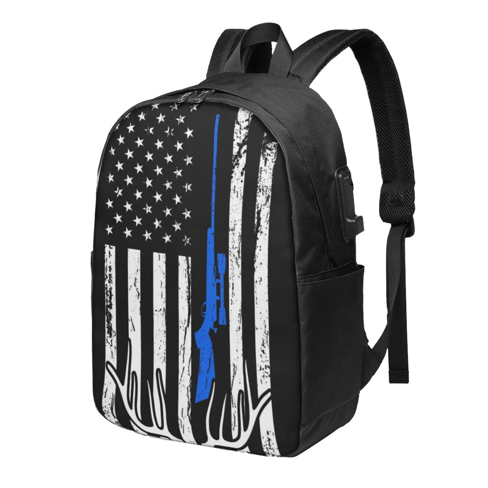Deer Hunting American Flag Backpack Lightweight Laptop Backpack Daypack for Travel School Women