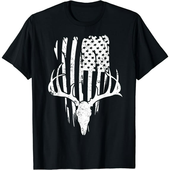Deer Hunting American Flag T-Shirt Patriotic Hunter Gift T-Shirt