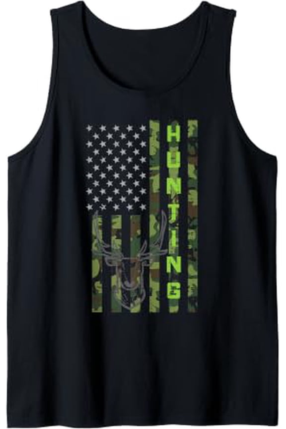 Deer Hunting Camo Us Flag Hunter Buck Americana Youth Tank Top Size S-3XL