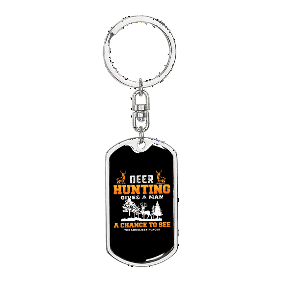 Deer Hunting Chance Stainless Steel or 18k Gold Premium Swivel Dog Tag Keychain