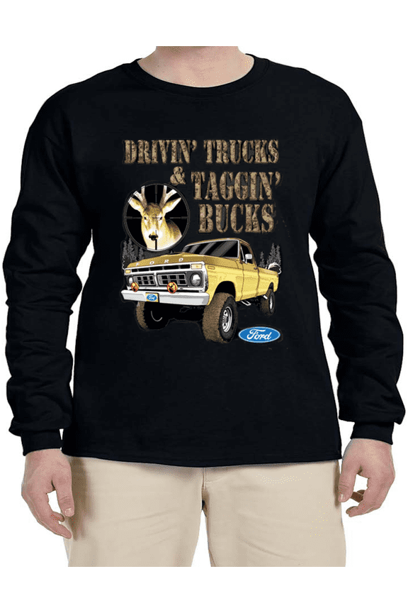 Deer Hunting Clothes Gifts Ford Trucks T-shirt Mens Graphic Tees Long Sleeve Tee Shirt