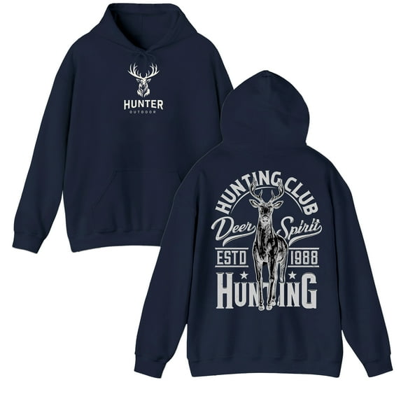 "Deer Hunting Club Hoodie – Vintage Buck Design, Outdoor Hunter Sweatshirt for Men and Women, Est. 1988 Deer Spirit Graphic"