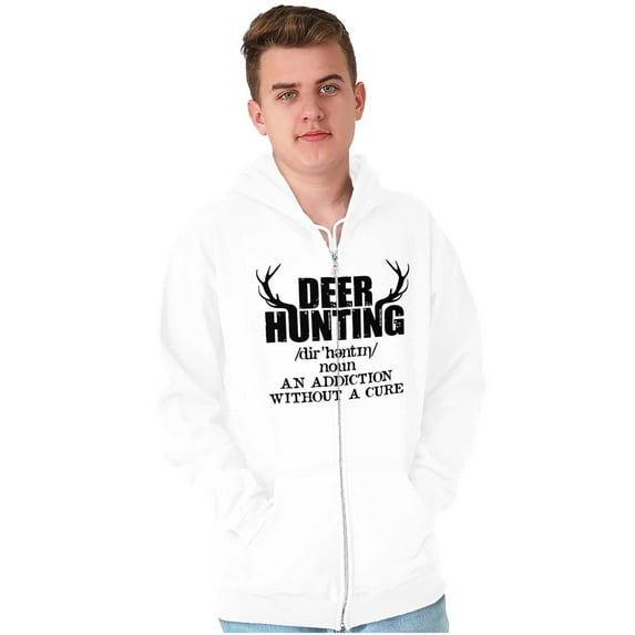 Deer Hunting Definition Antlers Zip Up Hoodie Men's Women's Brisco Brands L