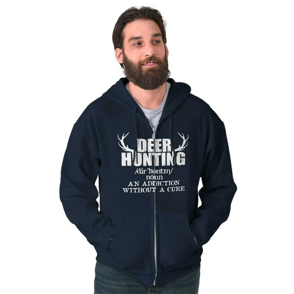 Deer Hunting Definition Antlers Zip Up Hoodie Men's Women's Brisco Brands S