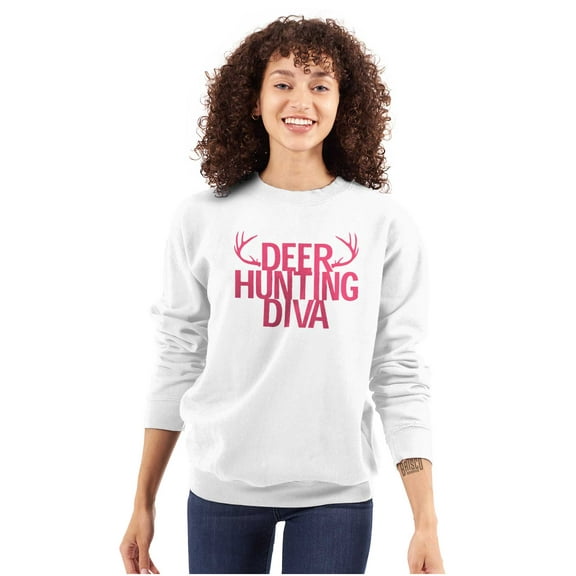 Deer Hunting Diva Antler Season Women Crewneck Sweatshirt Brisco Brands S